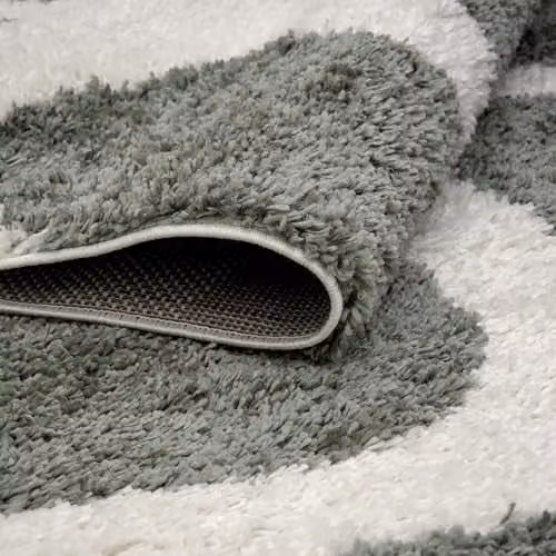 THE RUGS Soft Shaggy Round Area Rug with Modern Animal Print in Sage Green, Diameter: 120 cm – 4
