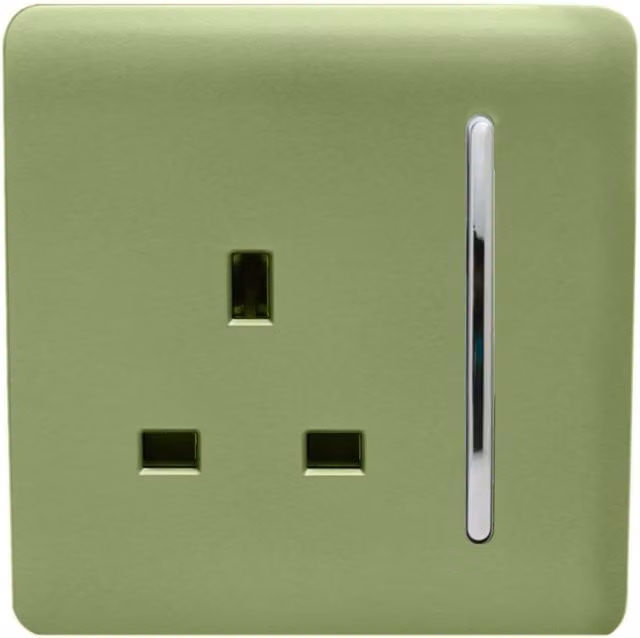 Trendi 1 Gang Flush Switched Socket in Green – 1
