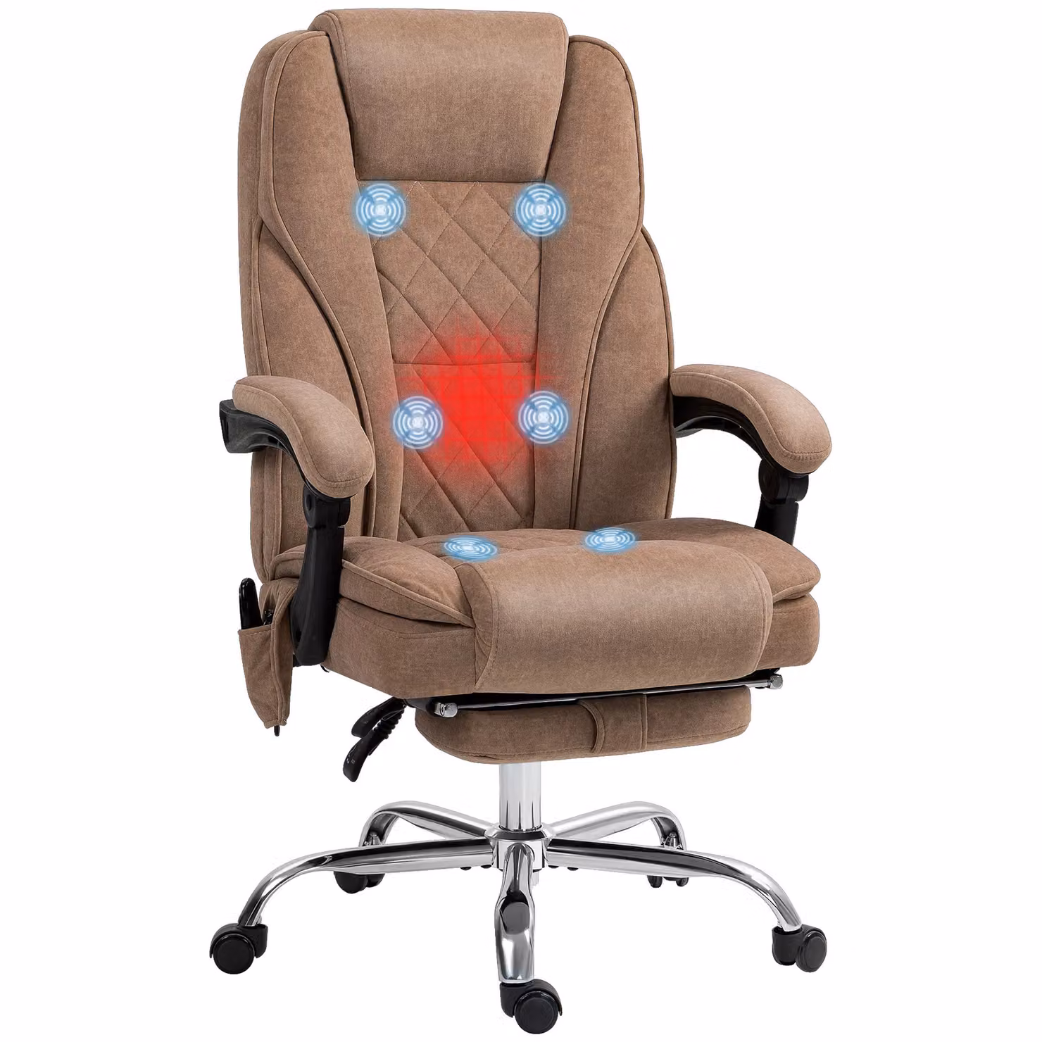 VINSETTO Brown Fabric Executive Massage Office Chair with Heating and Headrest – 2