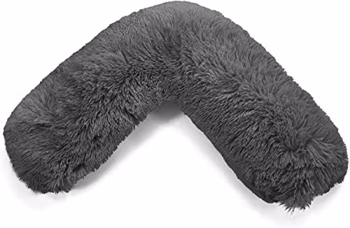 Nightzone Teddy V Shaped Maternity Pillow and Fleece Cover in Charcoal Grey for Neck and Back Support – 1