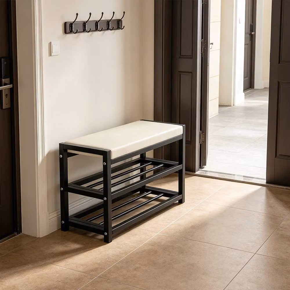 Ventryn Modern Shoe Bench Stool and Storage Rack in White, Black or Multicolour – 4