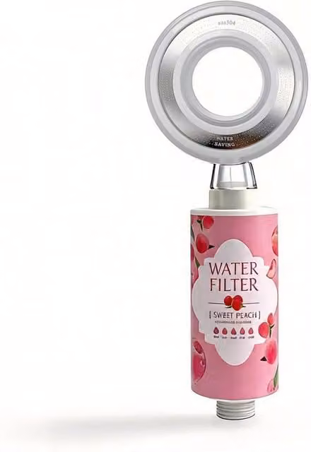 INMTFEI Peach Shower Filter Hard Water Purifier for Hair and Skin in Pink – 1