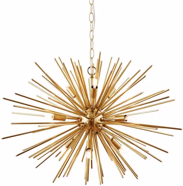 Loops 9 Bulb Vintage Metal Ceiling Pendant Light in Gold/Brass – 1