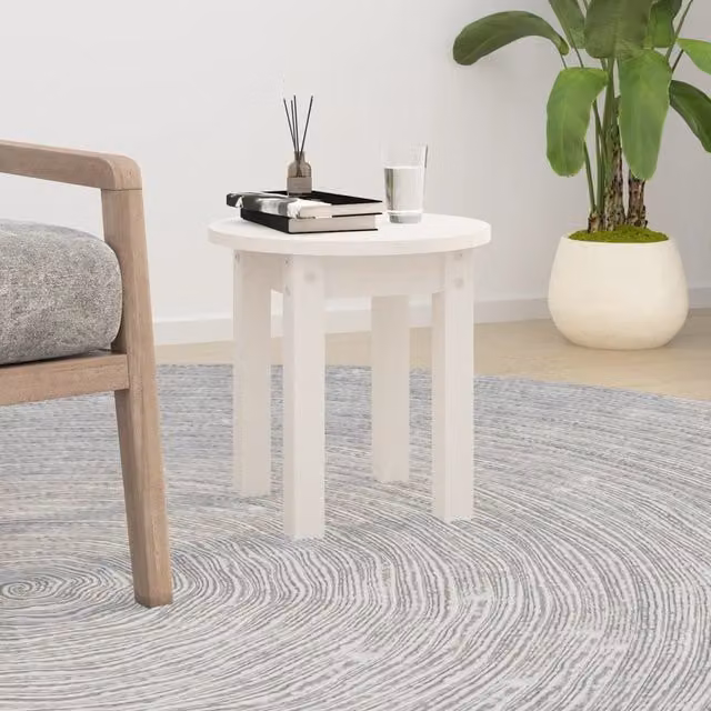 Berkfield Home White Rustic Solid Pine Square Coffee Table, W/D/H: 35 x 35 x 35 cm – 1