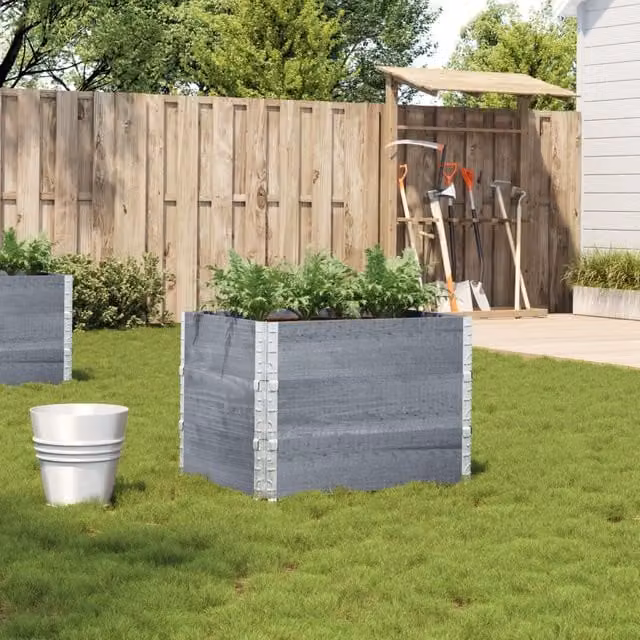 Berkfield Home Grey Solid Pine Garden Planter W: 80 cm, D: 60 cm – 1