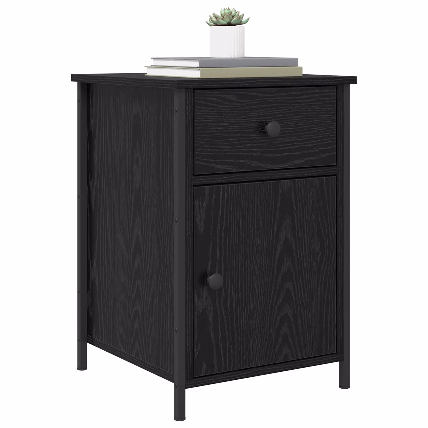 Berkfield Home Set of 2 Black Oak Bedside Cabinets in Brown, W/D/H: 40 x 42 x 60 cm – 3