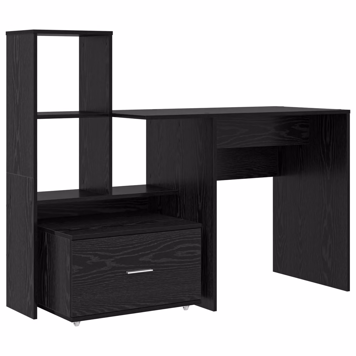 Berkfield Home Black Oak Writing Desk with Drawer and Shelf, W/D/H: 131.5 x 50 x 106.5 cm – 2