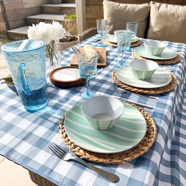 Thurlestone Bayside Set of 4 Green Striped Plastic Bowls, Microwave and Dishwasher Safe