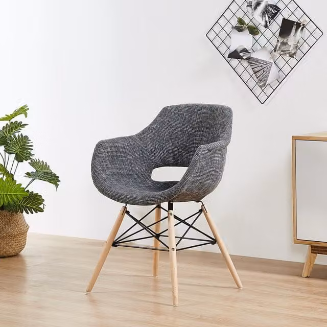 Life Interiors Olivia Mid-Century Fabric Dining Chair in Grey and Black