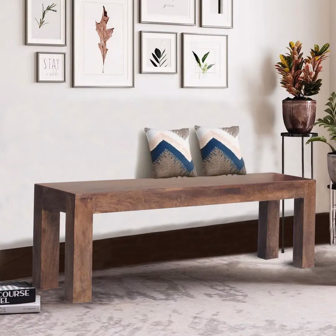 Jaipur Furniture Ltd Small Mango Wood Bench in Brown, W118 x D35 x H45 cm – 2
