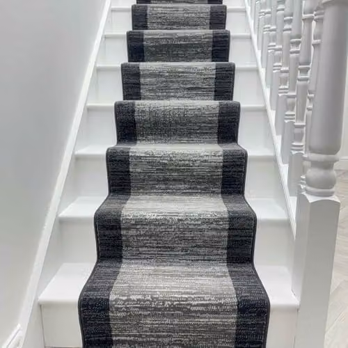 runrug Soft and Durable Machine Woven Stair Runner in Grey, W: 70 cm, L: 600 cm – 3