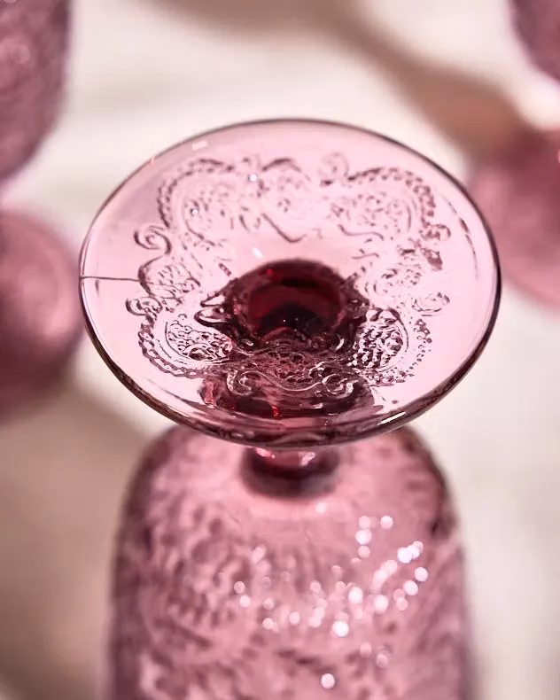 Dibor Set of 6 Pink Glass Wine Goblets, 300ml per glass – 5