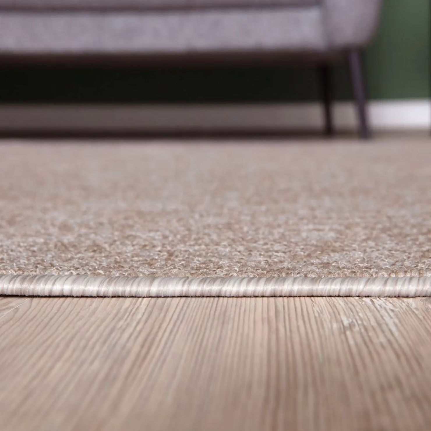 THE RUGS Flex Collection Solid Design Low Pile Living Room Rug in Beige, W/D/H: 120 x 170 cm – 3