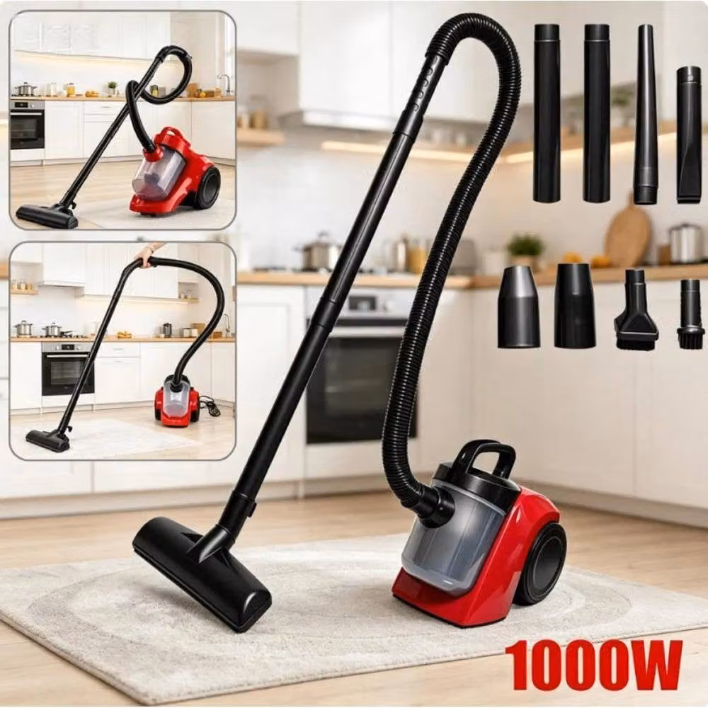 FLAVORA 1000W Bagless Cylinder Vacuum Cleaner in Red – 2