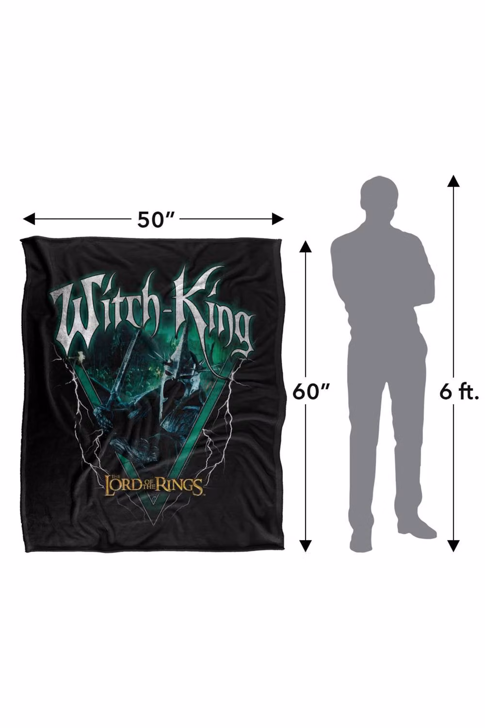 Warner Bros. Lord of the Rings Witchking Heavy Metal Super Soft Fleece Throw Blanket, Multicolour, W/D/H: 127.0 x 152.4 x 1.0 cm – 8