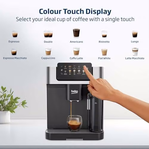 Beko CaffeExperto Bean to Cup Coffee Machine with Integrated Milk Container and Touch Display, Black, W/D/H: 40.5 x 27.5 x 34 cm – 12