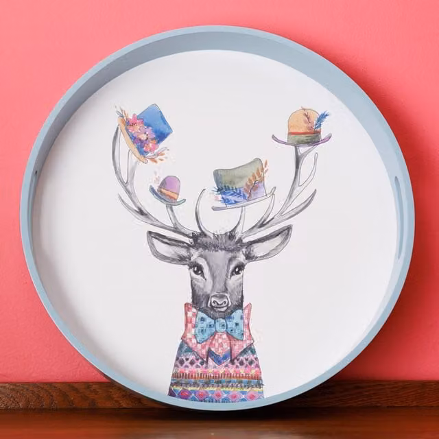 Mikasa Round White Wood Serving Tray with Handles, Diameter: 40 cm