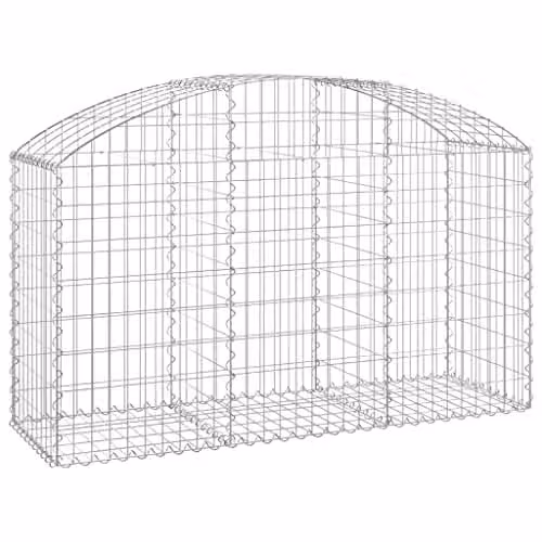 vidaXL Arched Gabion Basket in Silver Galvanised Steel, W/D/H: 150 x 50 x 80 cm