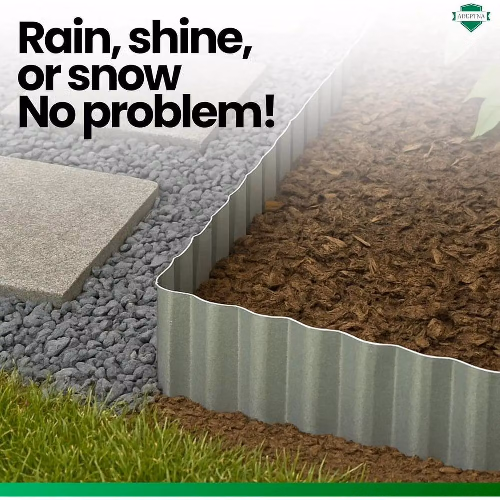 EONLION Heavy Duty Galvanised Steel Lawn Edging Flexible Border in Silver, 100 cm – 5