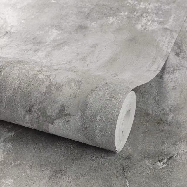 Grandeco Brandenburg Grey Concrete Textured Industrial Abstract Wallpaper