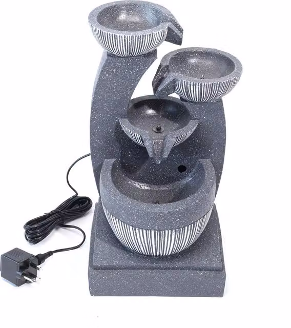 Breeins Natural Flow Electric Indoor and Outdoor Tabletop Fountain Decor in Grey