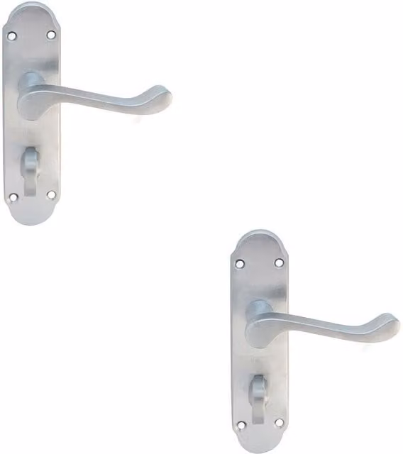 Loops 2x Pair Victorian Upturned Bathroom Backplate Handles in Satin Chrome, 170 x 42 mm