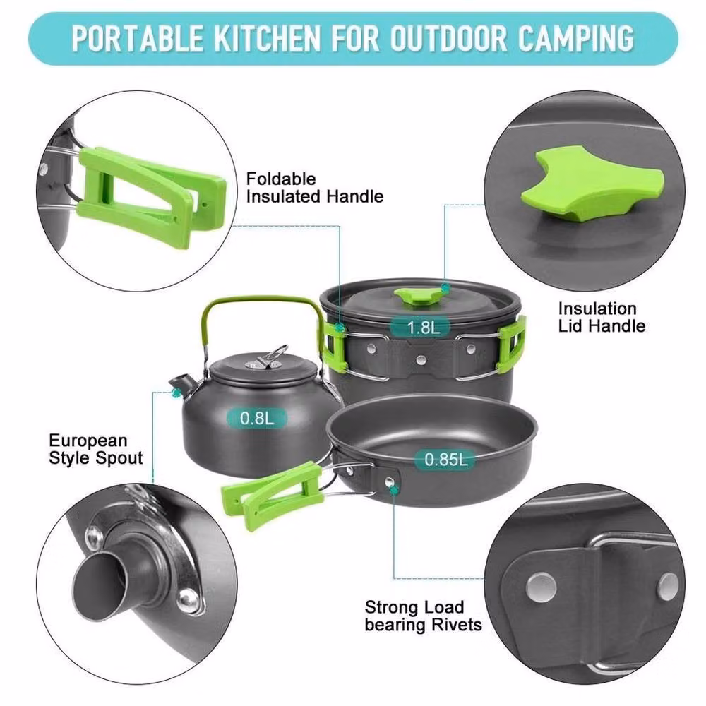 SPETLEK 8-Piece Portable Aluminium Camping Cookware Set in Grey – 2