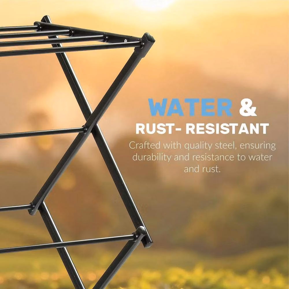 KORVIXA 3 Tier Extendable Drying Rack in Black – 4