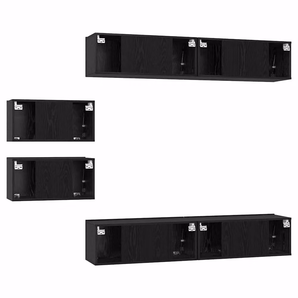 Berkfield Home Modern Black Oak TV Cabinet with 6 Media Compartments, W/D/H: 80 x 30 x 30.5 cm – 5