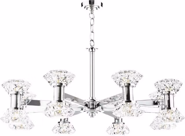 Dar Lighting TIA1650 Suspended Modern Crystal Pendant Light in Silver and Chrome, Height Adjustable and Dimmable