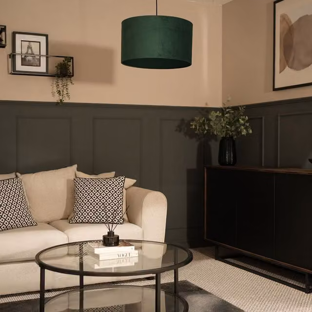 Reni Large Green Velvet Drum Pendant Shade