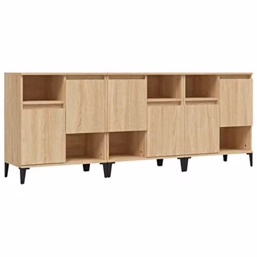 vidaXL Set of 3 Sideboards in Brown Sonoma Oak, W/D/H: 60 x 35 x 70 cm