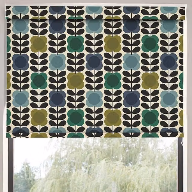 Orla Kiely Spot Flower Stem Translucent Made to Measure Roller Blind in Blue and Green