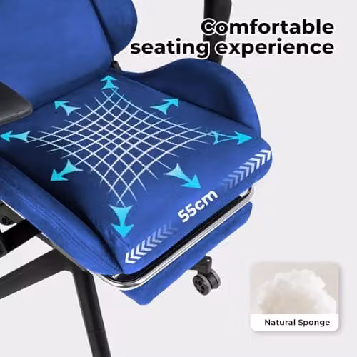 Levede Blue Ergonomic Gaming Chair for Adults with Headrest, Footrest and 360 Degree Swivel Function – 11