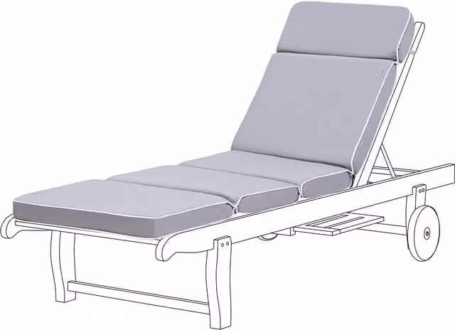 Gardenista Grey Rectangular Outdoor Sun Lounger Cushion with Water Repellent Polyester Foam Seat Pad