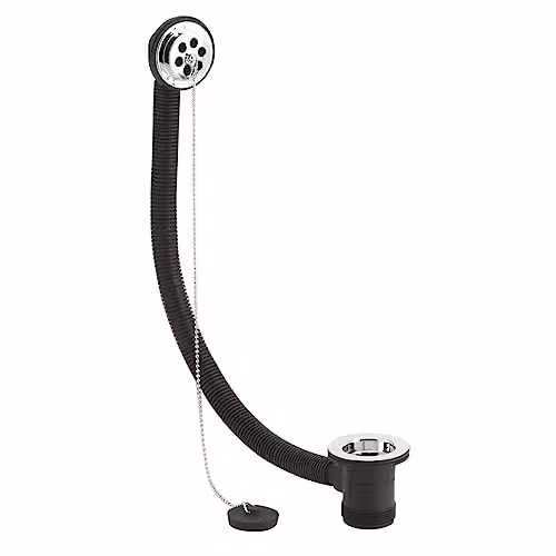 Nuie Silver Bathtub Waste and Overflow with Plastic Plug and Ball Chain E309