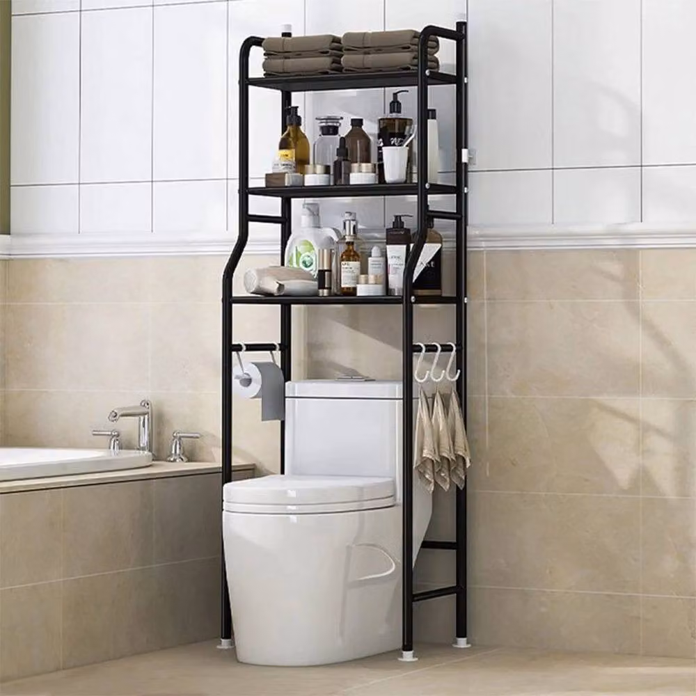 KORVIXA Black 3 Tier Over Toilet Storage Rack with Adjustable Shelves – 5