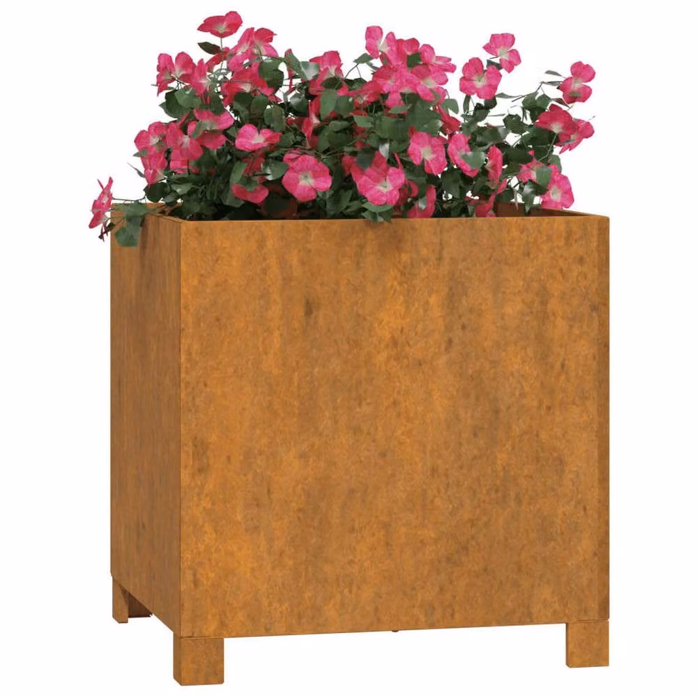 Berkfield Home Set of 2 Rusty Corten Steel Planters with Legs in Brown, W/D/H: 42 x 40 x 43 cm – 3