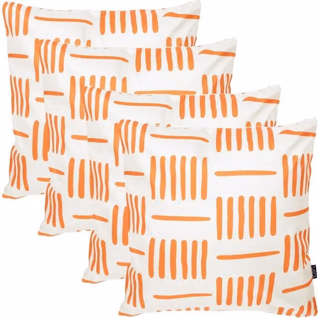 ICON 4 Pack Kyoto Striped Fabric Cushions, White, W/D/H: 43 x 43 x 43 cm