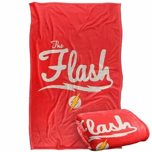 Warner Bros. Justice League Old School Flash Super Soft Fleece Throw Blanket, Multicolour, W: 91.44 cm x D: 147 cm – 1