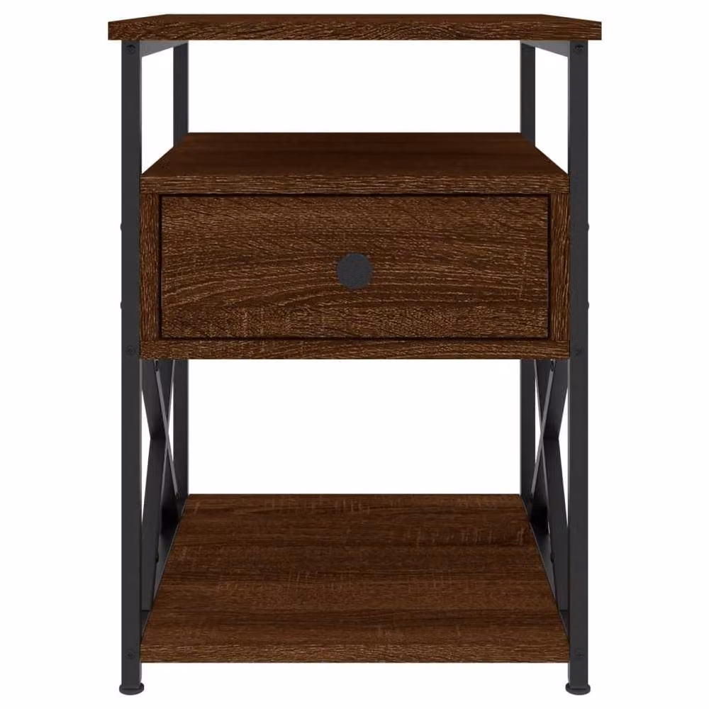Berkfield Home Set of 2 Durable Bedside Cabinets in Brown Oak, W/D/H: 40 x 42 x 55 cm – 6