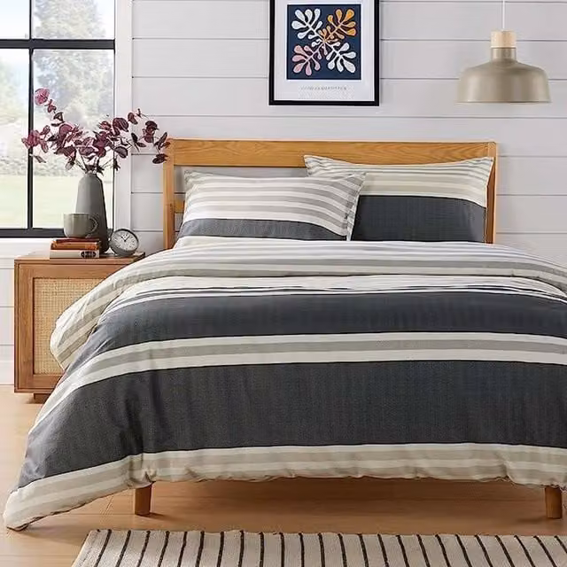 NewEdgeBlinds Modern Striped Duvet Cover in Beige, Yellow and Grey, 90 x 200 cm