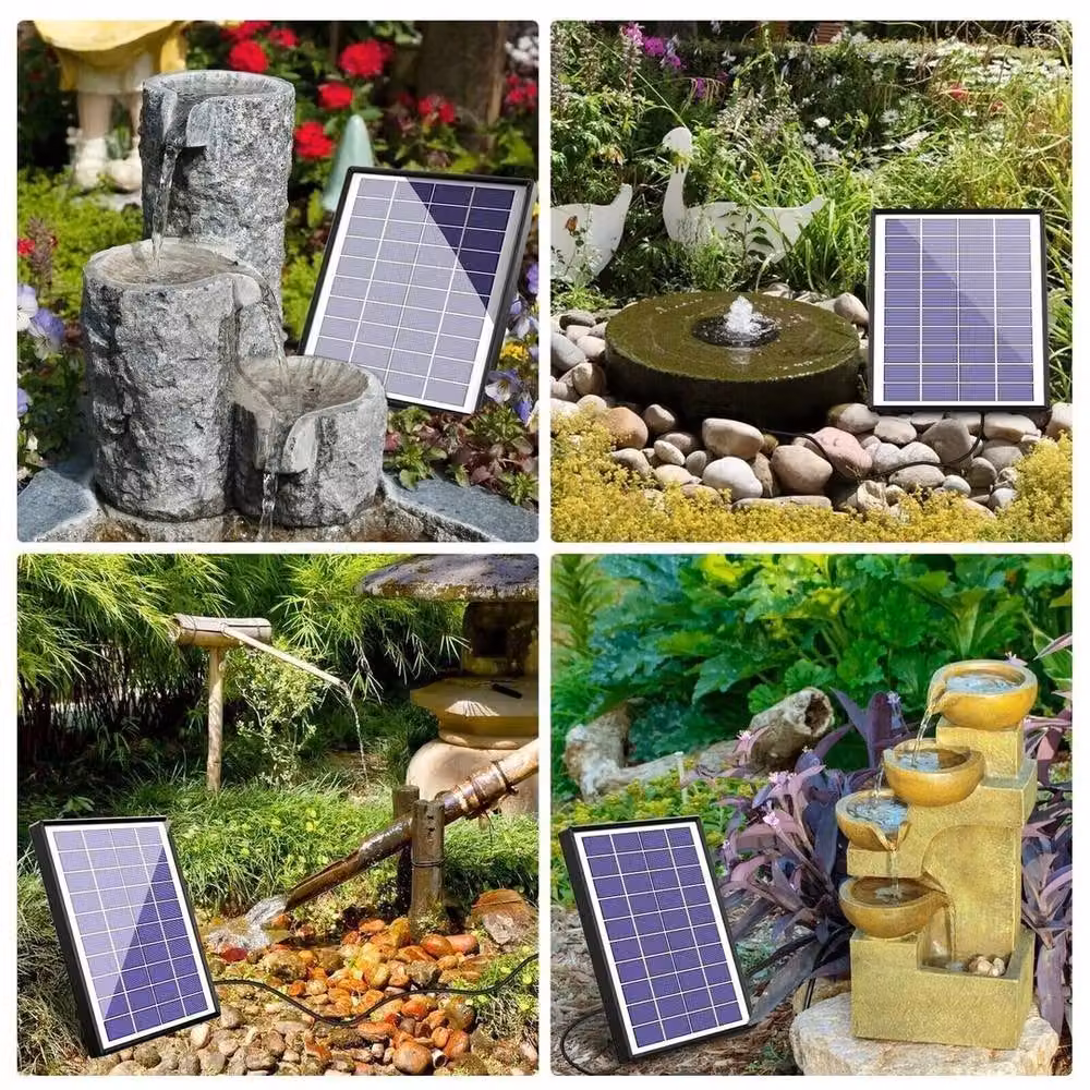 FLAVORA 6.5W Solar Water Fountain Pond Pump with 1500mAh Battery, Black – 6