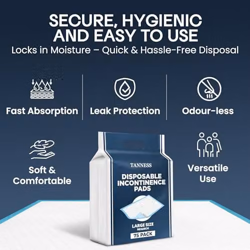 Tanness Disposable Waterproof Incontinence Bed Pads for Adults, Pack of 75, W/D: 90 x 60 cm – 7