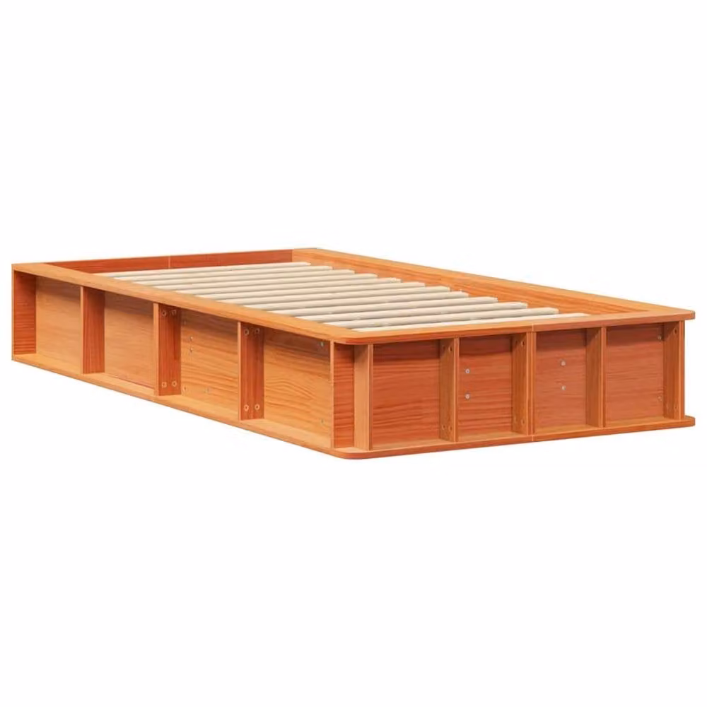 Berkfield Home Solid Pine Wood Bed Frame with Lift Up Storage, Wax Brown, W: 90 cm, L: 200 cm – 2