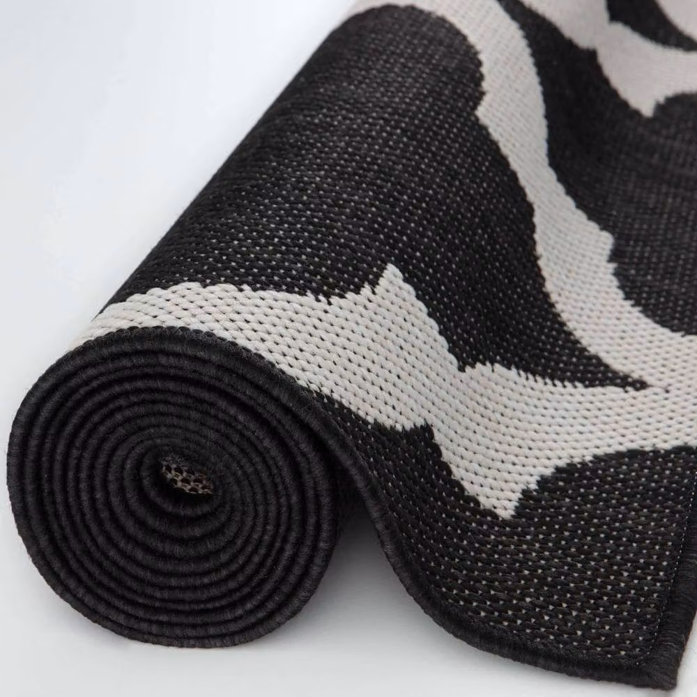 THE RUGS Black and Ivory Geometric Trellis Outdoor Indoor Weather Resistant Rug, W: 240 cm, D: 340 cm – 5