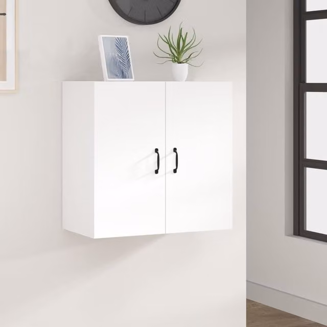 Berkfield Home White Wall Cabinet with Hinged Doors and Internal Shelves, W/D/H: 60 x 31 x 60 cm – 1