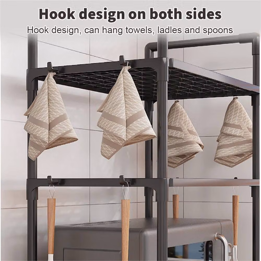VOGREX 2 Tier Black Metal Kitchen Corner Shelf and Microwave Stand – 3