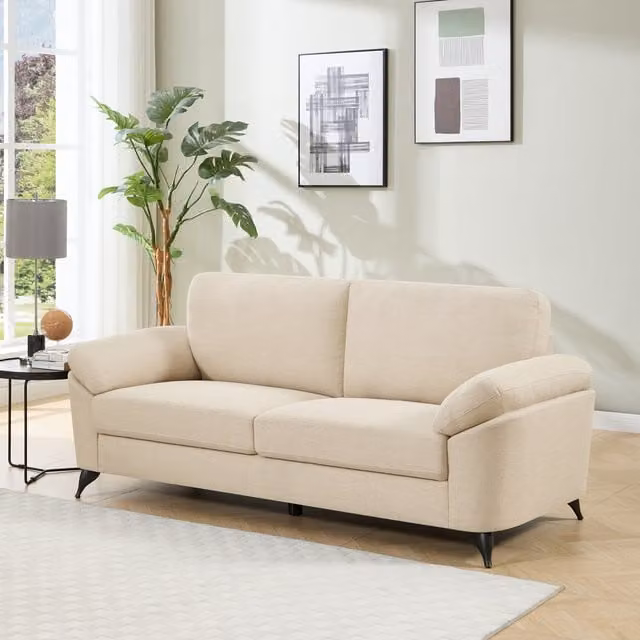 More4Homes Malmo Scandinavian Style Fabric Sofa Set in Beige, W: 212 cm