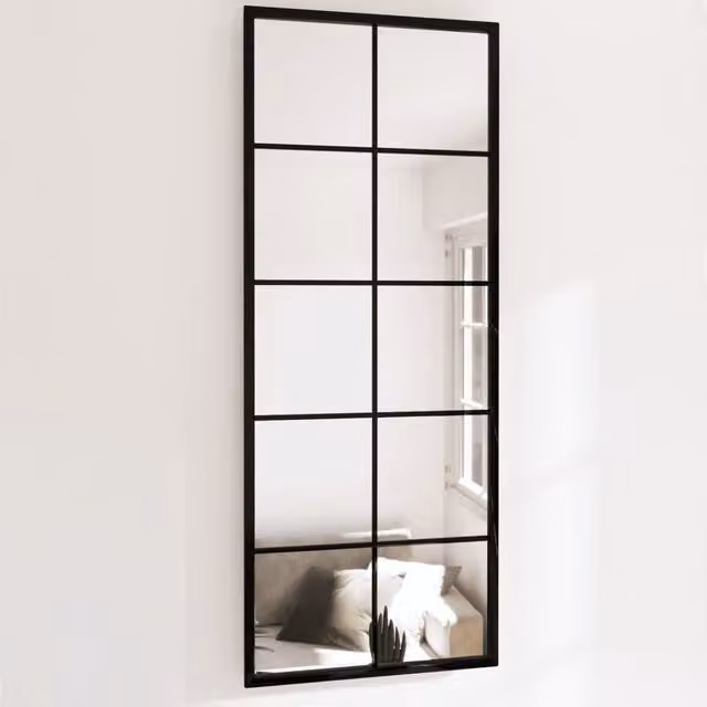 Berkfield Home Classic Geometric Wall Mirrors, 2 Piece Set, Black Metal and Glass, W: 100 cm, H: 40 cm